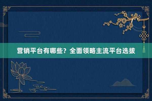 营销平台有哪些？全面领略主流平台选拔